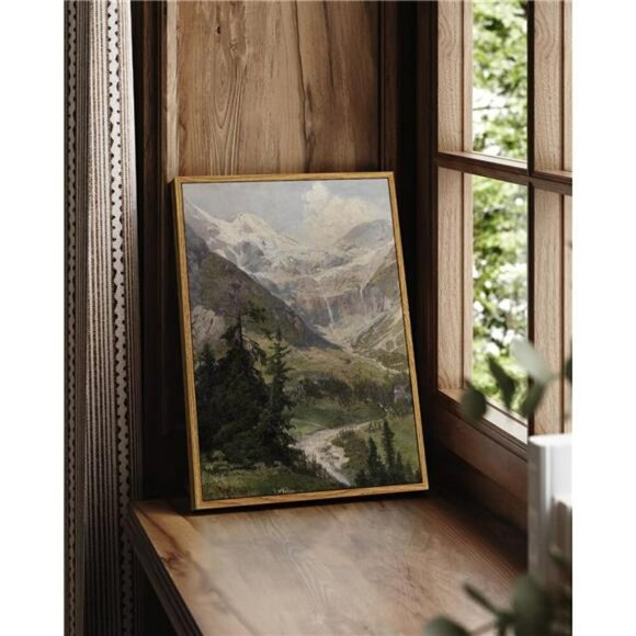 Mountain Landscape Wall Art Framed Rustic Nature Decor for Living Room - Picture 2 of 8